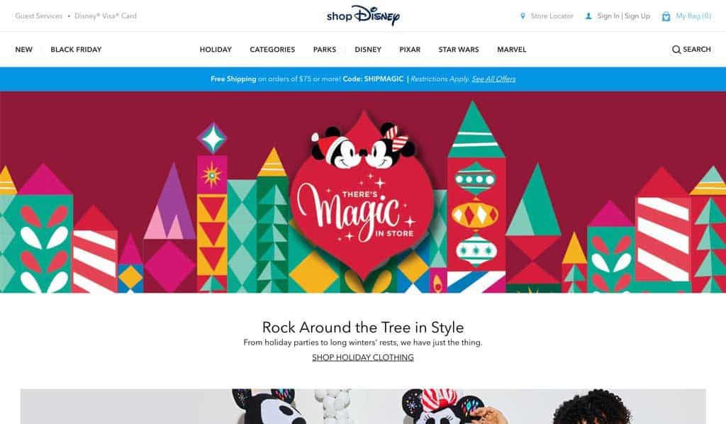 Disney Store Website Holiday Page