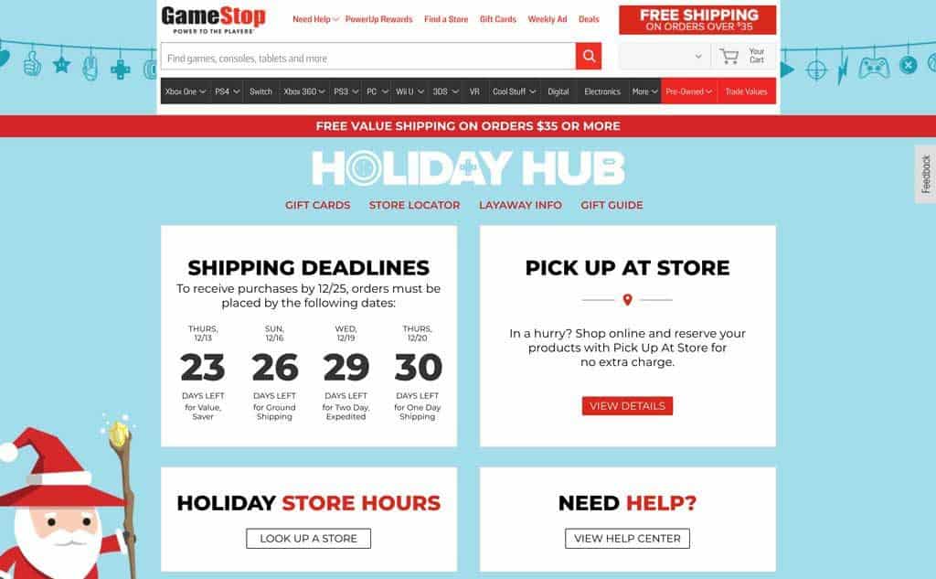 GameStop Holiday Hub Page