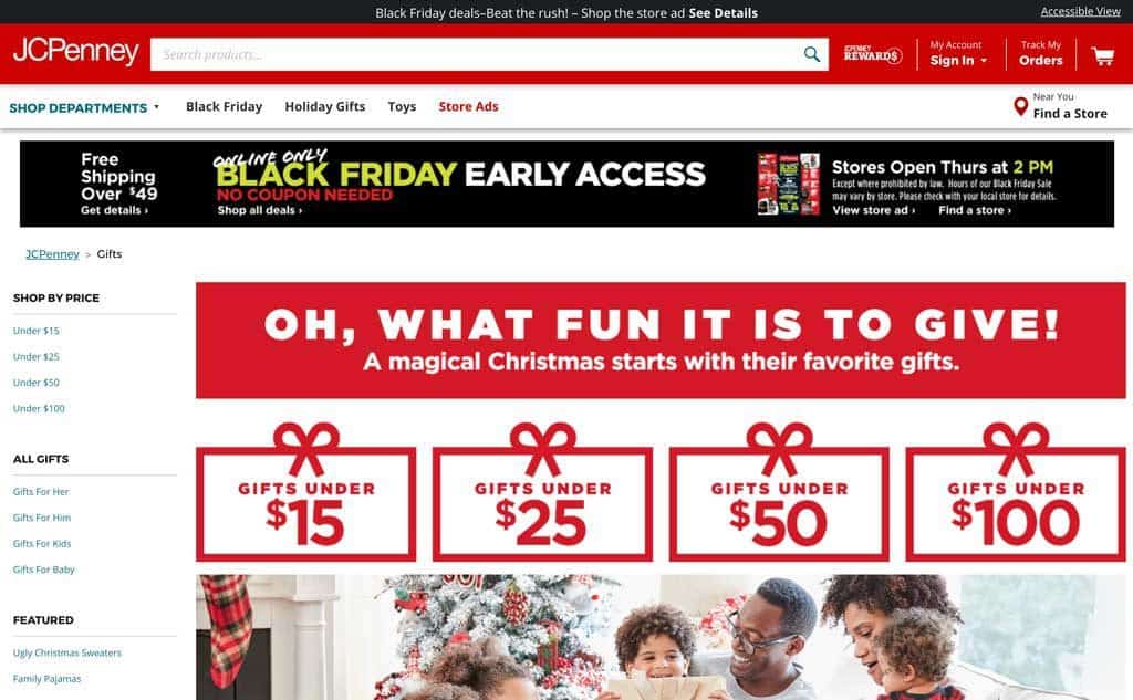 JC Penney Holiday Landing Page