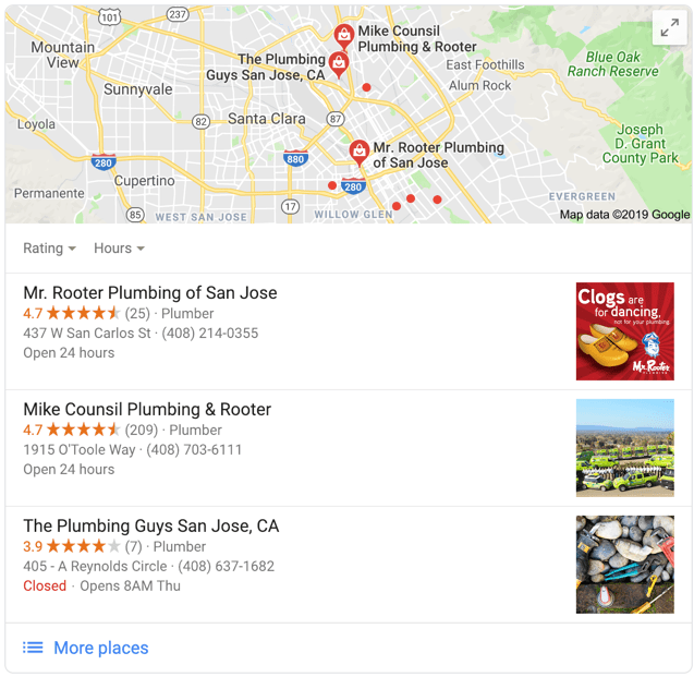 San Jose Plumber - Google Local Search 3-Pack