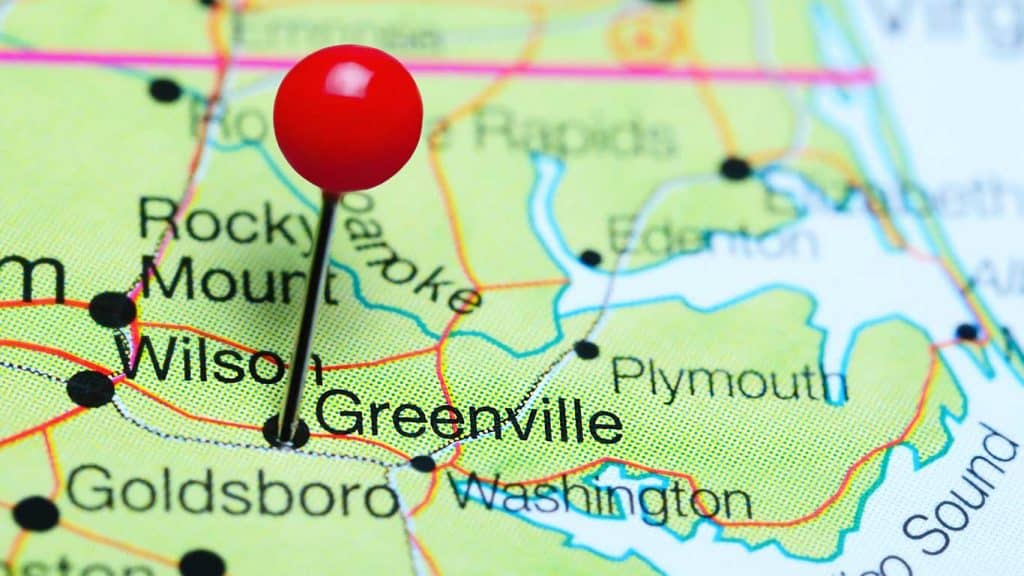 Greenville, North Carolina Pinned Map