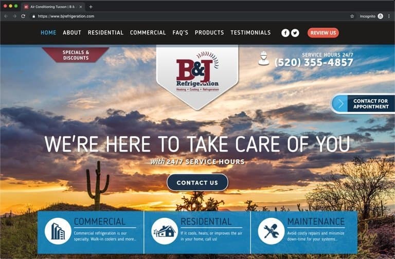 B & J Tucson HVAC Website
