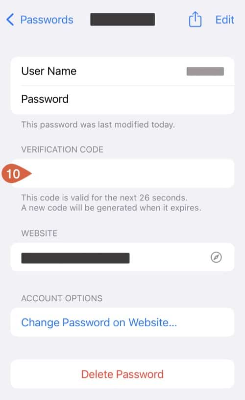 Accessing the iOS verification code for 2FA authentication.
