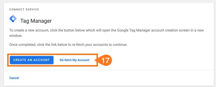 Google Site Kit Setup on Loclweb re-fetch Tag Manager accounts.