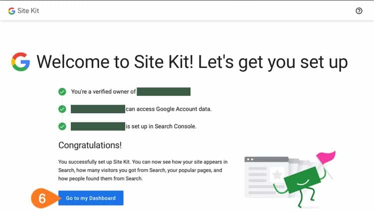 Google Site Kit Setup on Loclweb confirm connection.