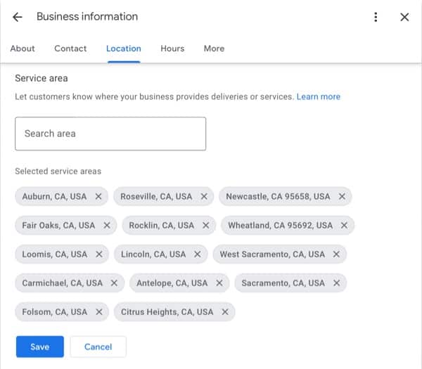 Google Business Profile Service Area Business Location
