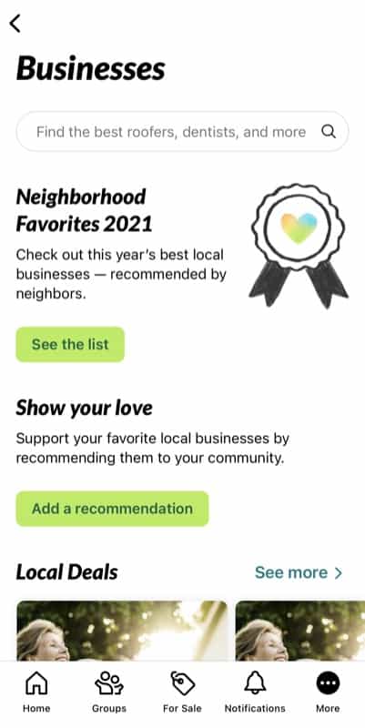 Nextdoor Businesses Neighborhood Favorites